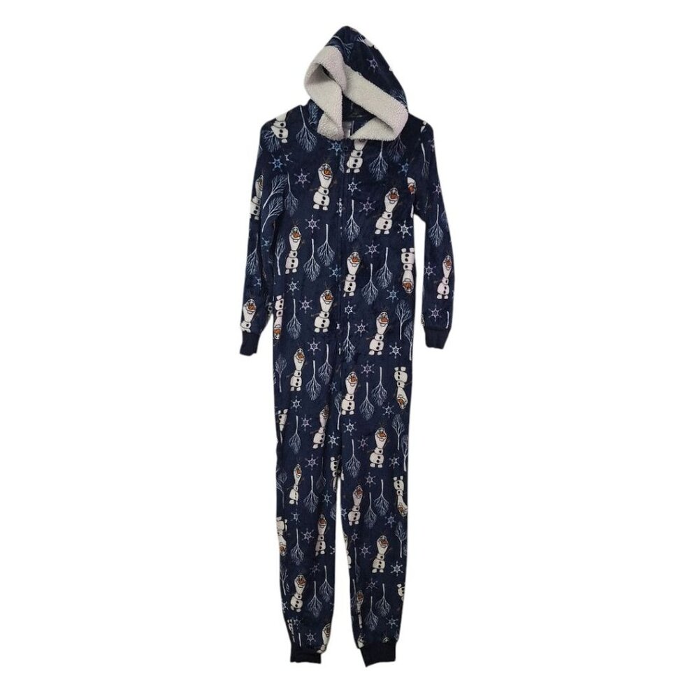 Disney Frozen II Olaf Pajama Sleepwear Hooded One Piece‎ Fill Zip Adult XS